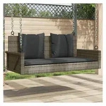 furnicato Gartenbank Schaukelbank Grau PE-Rattan Stahl 119x56x48 cm mit