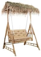 vidaXL Hollywoodschaukel Hollywoodschaukel mit Palmbl&auml;ttern und Kissen 202 cm