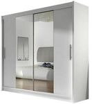 MIRJAN24 Kleiderschrank London II (mit Schiebet&uuml;ren und Spiegel) 180x215x58 cm,