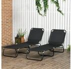 Outsunny Gartenliege mit 5-Fach h&ouml;henverstellbarer R&uuml;ckenlehne, Liegestuhl, 2...