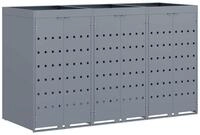 vidaXL M&uuml;lltonnenbox Wagenm&uuml;llbeh&auml;lter f&uuml;r 3 Beh&auml;lter Hellgrau 204 x 77,5 x