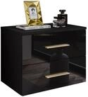 Lookway Nachttisch LINA II H&auml;ngeschrank GRIFF goldene LED Hochglanz, Breite 55 cm