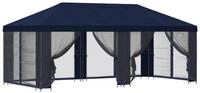 vidaXL Partyzelt Pavillon mit Seitenw&auml;nden 6 x 3 m Blau Polyester und Stahl 190