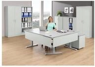 Soennecken Schreibtisch Ecktisch elektrisch verstellbar re Gestell silber Platte