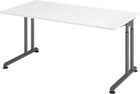HAMMERBACHER Schreibtisch Schreibtisch C-Fu&szlig; 160x80cm Wei&szlig;/Graphit