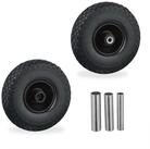 relaxdays Sackkarren-Rad 2er Set Sackkarrenrad 3.00-4 Vollgummi, Schwarz-Schwarz