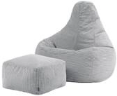 icon Sitzsack Sessel mit R&uuml;ckenlehne aus Cord &bdquo;Dalton&ldquo; mit Hocker...