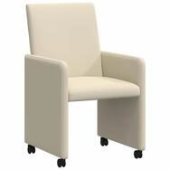 vidaXL Esszimmerstuhl Esszimmerst&uuml;hle mit Rollen 2 pcs Creme 57 x 66 x 94 cm...