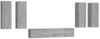 vidaXL TV-Schrank 6-tlg. TV-Schrank-Set Grau Sonoma Holzwerkstoff (6-St)