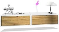 Vladon Lowboard Lana 800 (2er-Set Tv-Kommode, mit Klappe), Wei&szlig; matt/Eiche...
