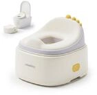 relaxdays Toilettentrainer T&ouml;pfchen 4-in-1 Dino mit Deckel, Creme