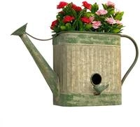 DanDiBo Vogelhaus mit Blumentopf zum Aufh&auml;ngen Metall Deko Gie&szlig;kanne