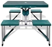 vidaXL Campingtisch, Klappbares Campingtisch-Set Aluminium mit 4 St&uuml;hlen extra