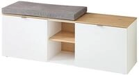 Innostyle Schuhbank in Wei&szlig; matt, mit Sitzkissen - 128x50x38cm (BxHxT)