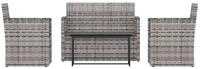 vidaXL Gartenlounge-Set, 4-tlg. Lounge Set mit Kissen Poly Rattan Grau