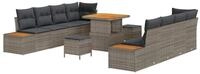 vidaXL Loungesofa Gartensofa-set mit Kissen mit Speicher 11 pcs Grau Poly...