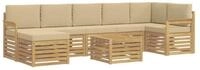 vidaXL Gartenlounge-Set Outdoor-Sofagarnitur 7 pcs Wei&szlig; und Beige 59 x 59 x 37...