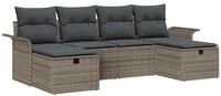 vidaXL Loungesofa Gartensofa-set mit Kissen mit Speicher 6 pcs Grau...