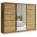 Masseno Schwebet&uuml;renschrank PINA 270 cm Kleiderschrank mit Spiegel 3 T&uuml;ren...