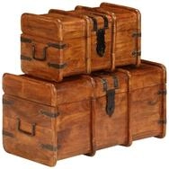 vidaXL Schatzkiste 2-tlg. Schatztruhen Set Massivholz mit Honigfarbenem Finish