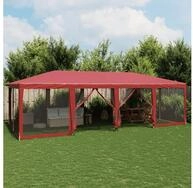 vidaXL Angelzelt, Partyzelt mit 12 Mesh-Seitenteilen Rot 8x4 m HDPE