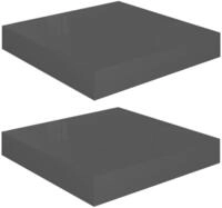 vidaXL Wandregal, Schweberegale 2 Stk. Hochglanz-Grau 23x23,5x3,8 cm MDF