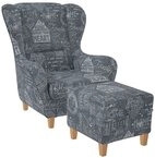 Supellex Ohrensessel Sofia Relaxsessel mit Hocker &ndash; Helsinki Hellgrau