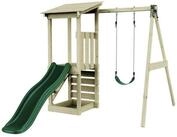 OutdoorToys Spielturm Lyon, aus Holz in Gr&uuml;n mit Kinderschaukel & Rutsche,