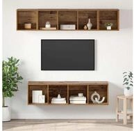 vidaXL TV-Schrank TV-Schrankset Wandmontiert 4 pcs Altholz Holzwerkstoff