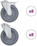 vidaXL Schwerlastrolle 16 Stk. Lenkrollen mit R&uuml;ckenloch 125 mm, (16-St)