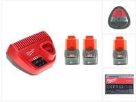 Milwaukee Akku Starter Set 12 V mit 2x Akku 2,0 Ah + M12 C12C Ladeger&auml;t...