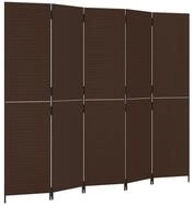 vidaXL Paravent, Raumteiler 5-tlg. Braun Poly Rattan