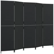 vidaXL Paravent, Raumteiler 5-tlg. Schwarz Poly Rattan
