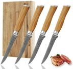Wakoli Steakmesser 4er Damast Steakmesser-Set I Klingenl&auml;ngen 12 cm I