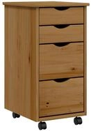 vidaXL Rollcontainer Rollschrank mit Schubladen MOSS Honigbraun Massivholz...
