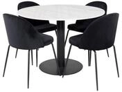 ebuy24 Essgruppe Estelle&Oslash;106WHBL Essgruppe Esstisch wei&szlig;, Marmor un, (5-tlg)