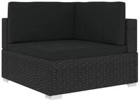 vidaXL Sofaelement Modular-Sofa-Eckteil 1 Stk. + Auflagen Poly Rattan Schwarz...