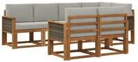 vidaXL Gartenlounge-Set Outdoor-Sofagarnitur 7 pcs Nat&uuml;rlich und Hellgrau...