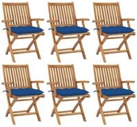 vidaXL Gartenstuhl Klappbare Gartenst&uuml;hle mit Kissen 6 Stk. Massivholz (6 St)