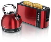 Arendo Fr&uuml;hst&uuml;cks-Set Edelstahl Wasserkocher 1,7l, 2-Scheiben Langschlitz Toaster,