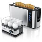 Arendo Fr&uuml;hst&uuml;cks-Set (2-tlg), 2-Scheiben Langschlitz Toaster, 6er Eierkocher,
