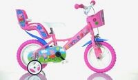 Dino Bikes Kinderfahrrad 12" Peppa Wutz stabiler Stahl-Rahmen, St&uuml;tzr&auml;der,