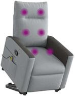 vidaXL Sessel Massagesessel mit Aufstehhilfe Hellgrau Stoff (1-St)