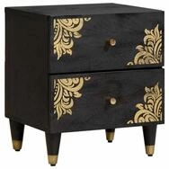 vidaXL Nachttisch Nachttisch Schwarz 40 x 33 x 46 cm Massivholz (1-St)