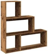 vidaXL B&uuml;cherregal Raumteiler-B&uuml;cherregal 3 Stufen Altholz-Optik 123x29x123...