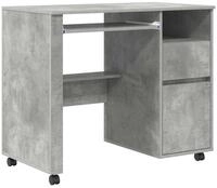 vidaXL Schreibtisch Tisch mit R&auml;dern Beton Grau 91 x 50 x 77 cm Holzwerkstoff...