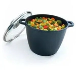 relaxdays Suppentopf mit Glasdeckel XXL, 10 Liter schwarz|silberfarben 28 cm x...