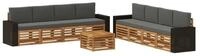 vidaXL Gartenlounge-Set Sofagarnituren mit Kissen 9 pcs Massivholz, (9-tlg)