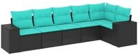vidaXL Gartenlounge-Set 6-teiliges Gartensofa-Set mit Kissen, schwarzes...