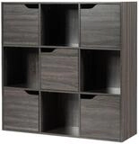 COSTWAY B&uuml;cherregal Aufbewahrungsregal, 9 F&auml;cher, freistehend, 90x29x90cm